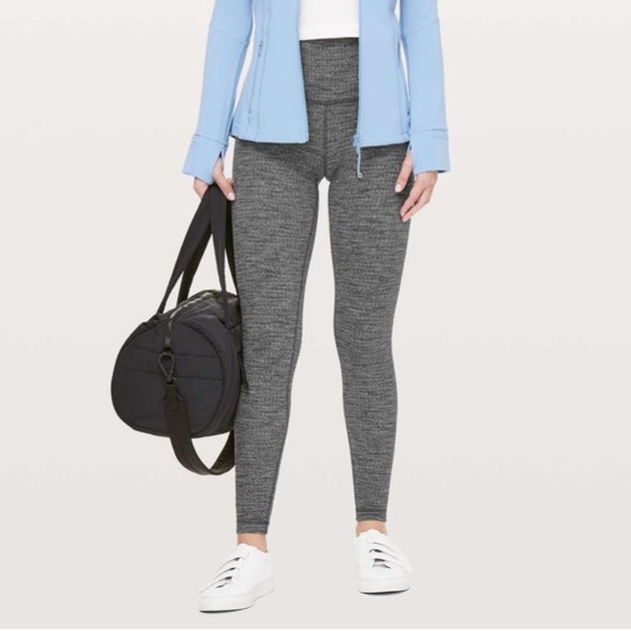 LULULEMON WUNDER UNDER HEATHER GREY KNIT SIZE 2 LEGGINGS - Picture 1 of 7